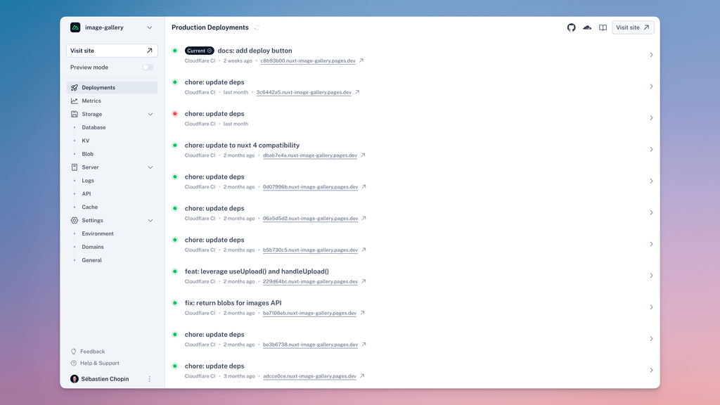 NuxtHub Admin Deployments